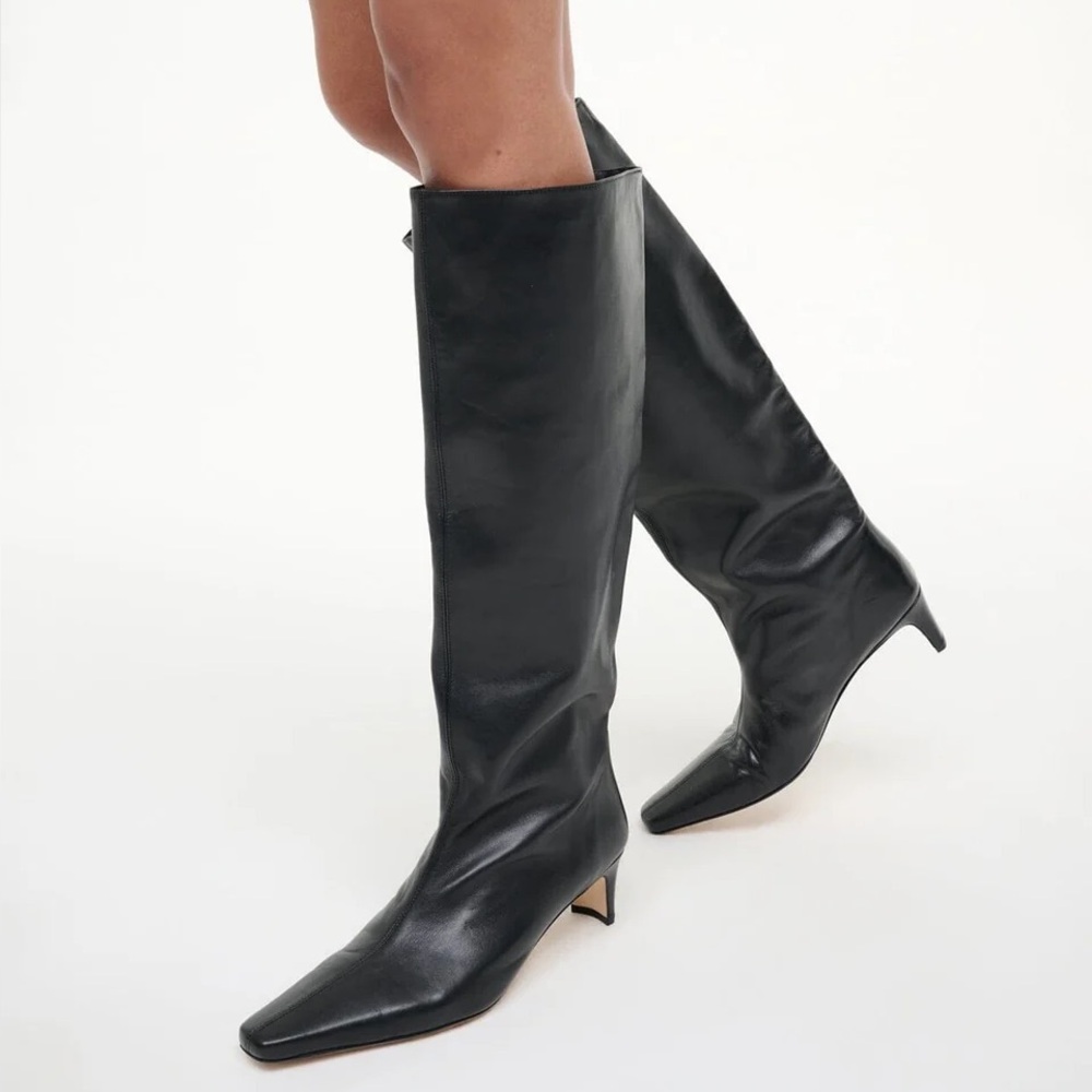 STAUD Wally Boot Black - Knee-High Leather